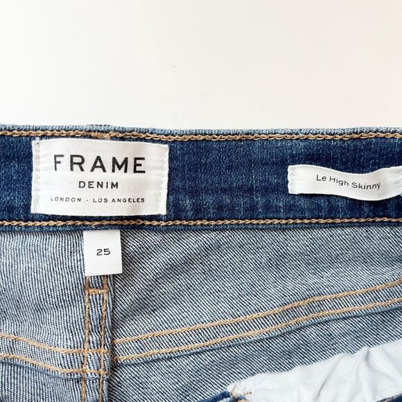 Frame Le High Skinny Jeans Clyde Medium Wash Ripped Distressed - Women's Size 25 - Picture 3 of 7